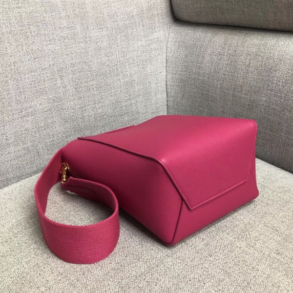 Celine Sangle Small Bucket Bag In Rose Red Grained Calfskin High