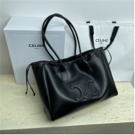 CABAS DRAWSTRING CUIR TRIOMPHE IN SMOOTH CALFSKIN Black High