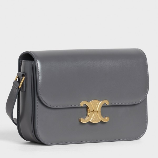 Celine Triomphe Medium Bag Calfskin Grey High