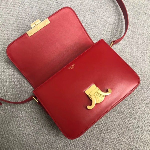 Celine Teen Triomphe Bag Shiny Calfskin Red High