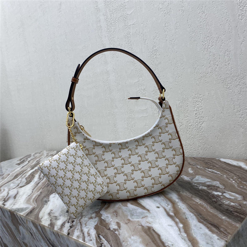 Celine AVA BAG IN TRIOMPHE CANVAS AND CALFSKIN White High