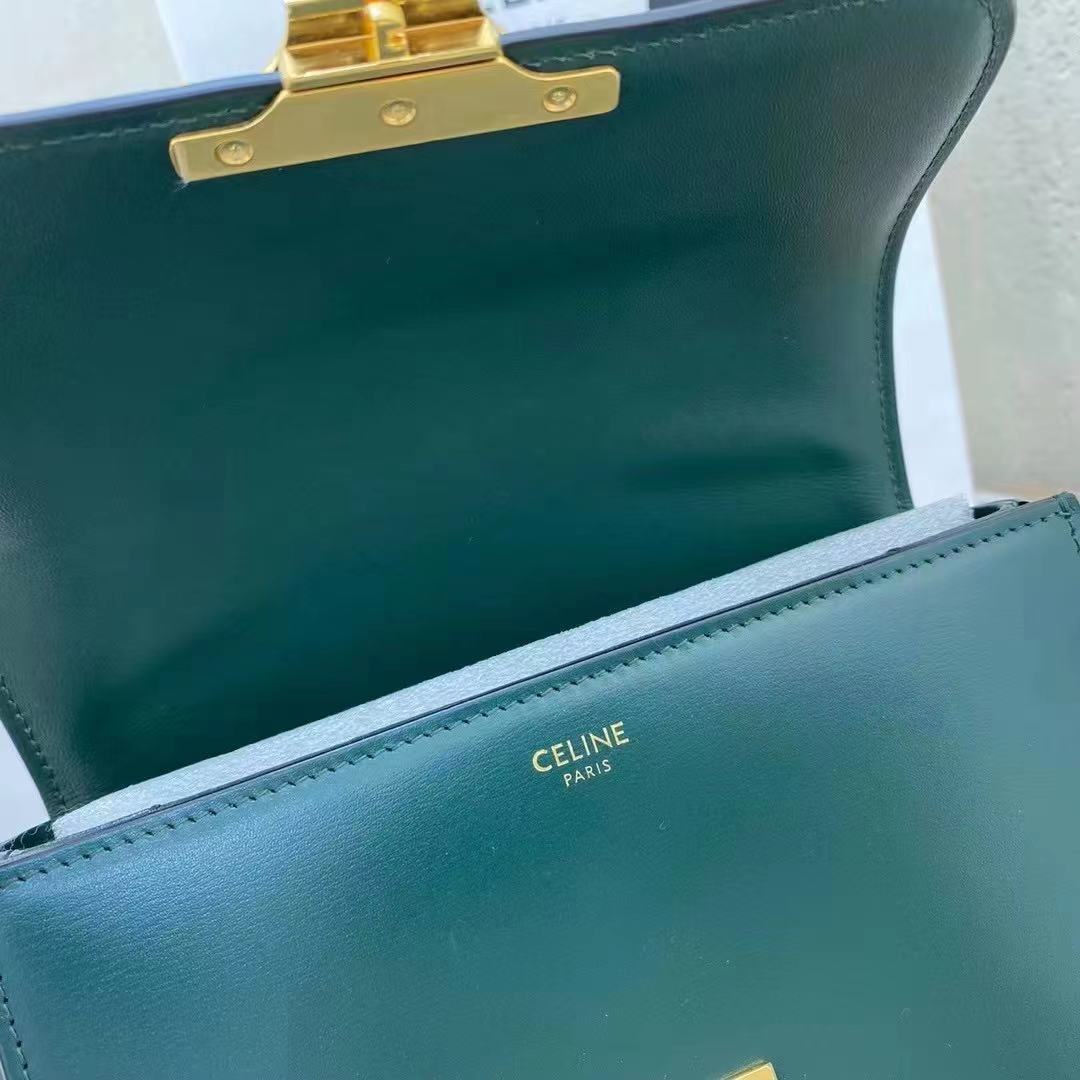 Celine Teen Triomphe Bag Shiny Calfskin Green High