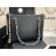 Chanel Shopping Tote Bag Calfskin AS8485 Black High