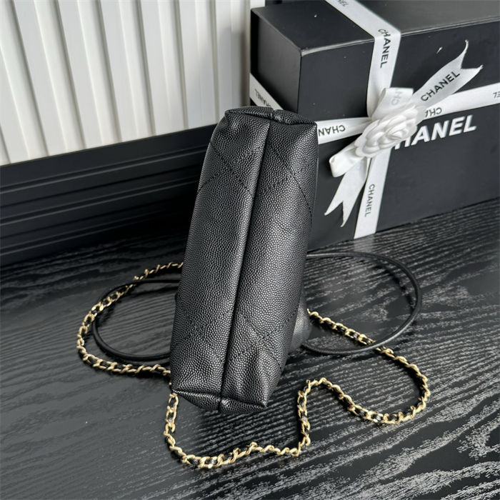 Chanel 22 MINI HANDBAG Shiny Grained Calfskin, Enamel & Gold-Tone Metal Black AS3980 High