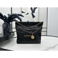 Chanel 22 SMALL HANDBAG Crumpled Calfskin & Gold-Tone Metal AS3260 Black High