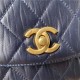 Chanel 22 MEDIUM HANDBAG Shiny Calfskin & Gold-Tone Metal AS3261 Lake High