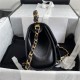 MINI FLAP BAG WITH TOP HANDLE Crumpled Lambskin & Gold-Tone Metal Black A