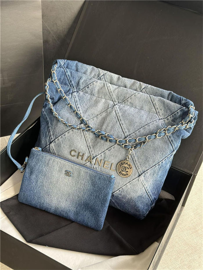 Chanel 22 SMALL HANDBAG Denim & Silver-Tone Metal AS3260 Gradient High