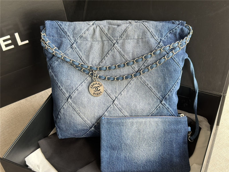 Chanel 22 SMALL HANDBAG Denim & Silver-Tone Metal AS3260 Gradient High