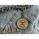 Chanel 22 SMALL HANDBAG Denim & Silver-Tone Metal AS3260 Gradient High