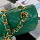 Small CLASSIC HANDBAG Lambskin Gold Metal Green A