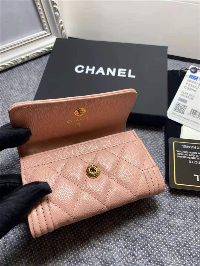 BOY Chanel CARD HOLDER Grained Calfskin & Gold-Tone Metal High