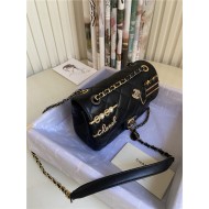 SMALL FLAP BAG Lambskin Glass Pearls Imitation Pearls Strass Gold Silver & Ruthenium Finish Metal Black High