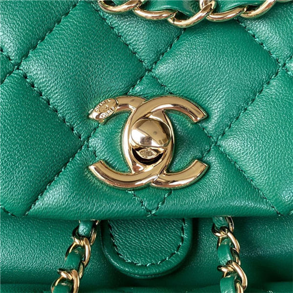 Chanel Duma Backpack 2908 Lambskin Gold-Tone Metal Green A