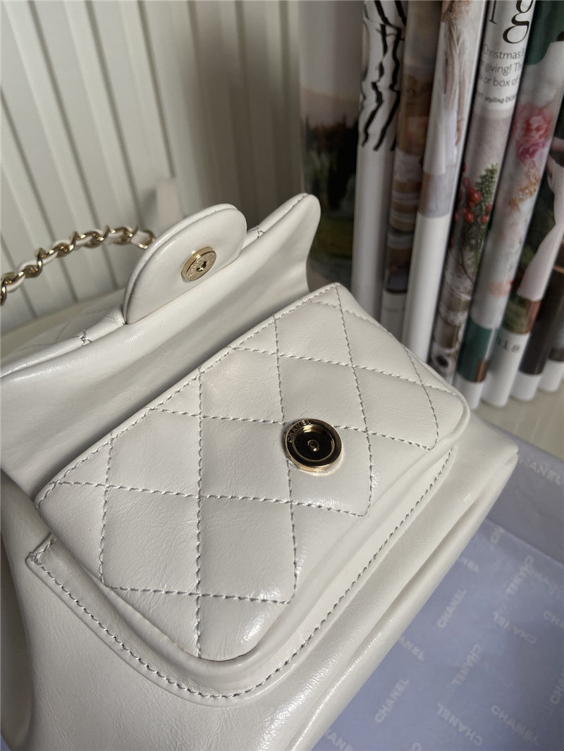 Chanel Duma Backpack 2908 Calfskin Gold-Tone Metal White A