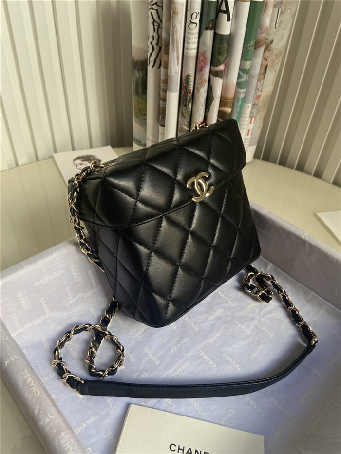 Chanel SMALL BOX BAG Lambskin & Gold Metal Black High