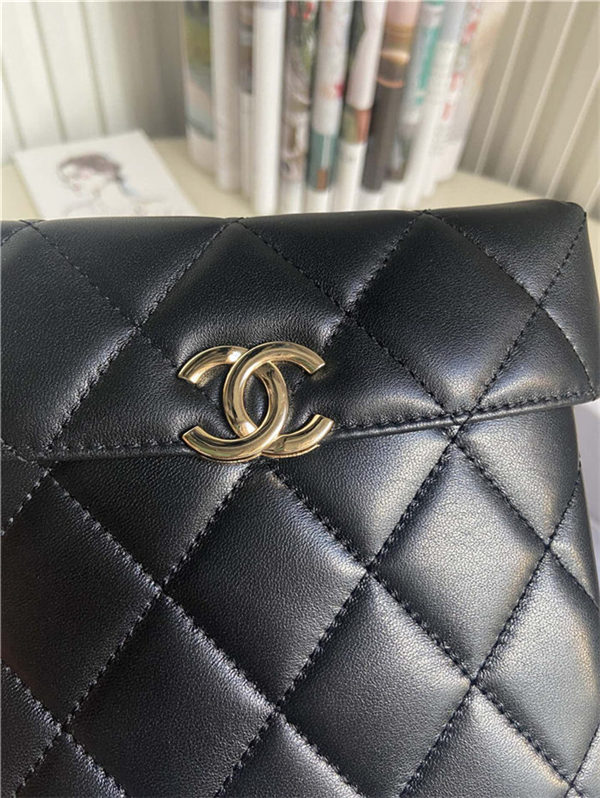 Chanel SMALL BOX BAG Lambskin & Gold Metal Black High