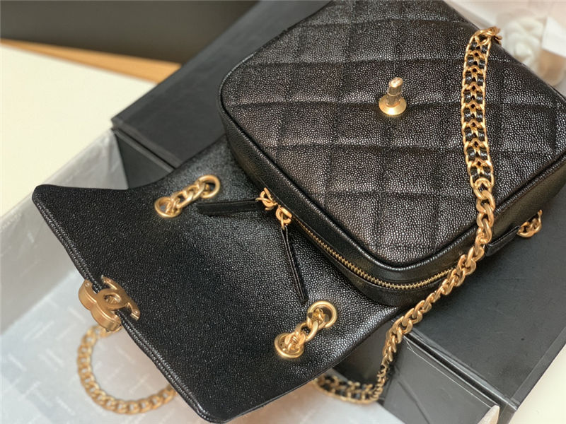 BACKPACK Grained Calfskin & Gold-Tone Metal AS3108 Black High