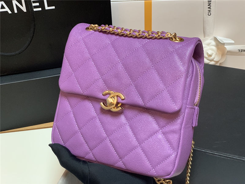 BACKPACK Grained Calfskin & Gold-Tone Metal AS3108 Purple High