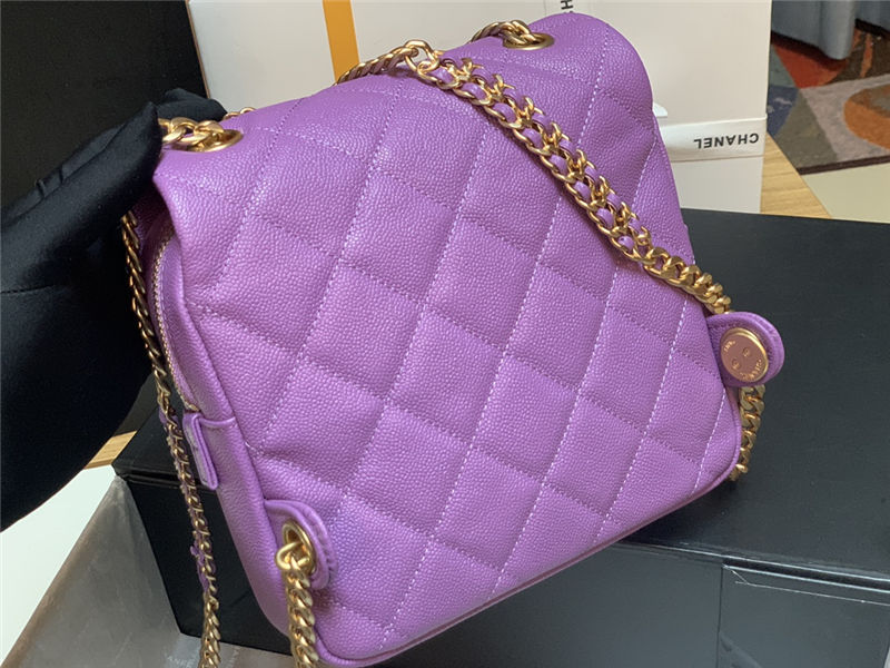 BACKPACK Grained Calfskin & Gold-Tone Metal AS3108 Purple High