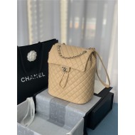 Chanel Large Backpack Lambskin 91122 Silver-Metal Nude High