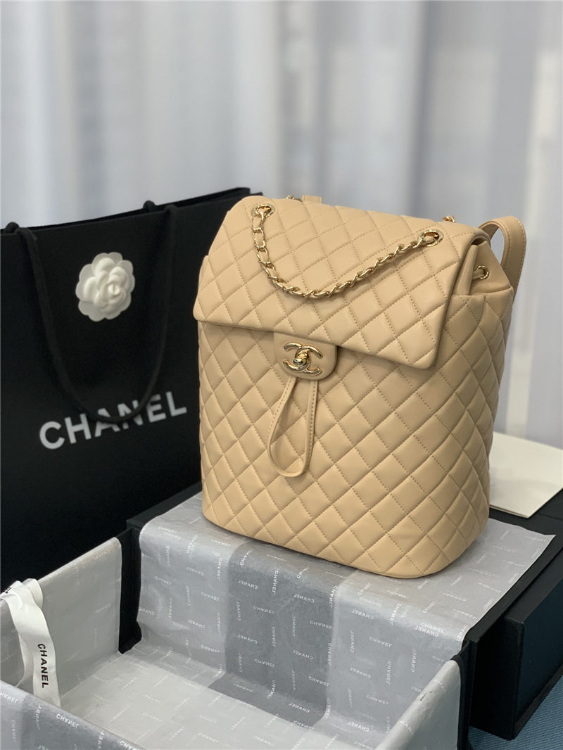 Chanel Large Backpack Lambskin 91122 Gold-Metal Nude High