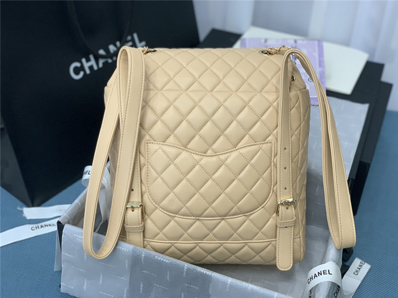 Chanel Large Backpack Lambskin 91122 Gold-Metal Nude High