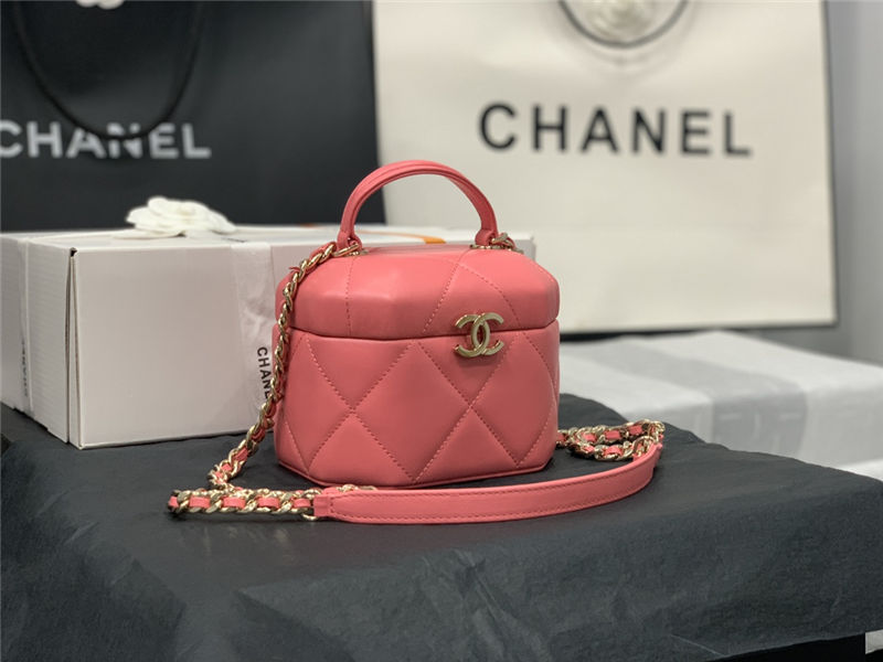 Chanel SMALL VANITY CASE Lambskin & Gold Metal AS2630 Pink High