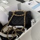 Chanel Small Flap Bag with Handle Velvet & Gold-Tone Metal AS3451 Black A