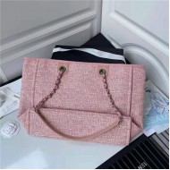 SHOPPING BAG Mixed Fibers & Silver-Tone Metal Pink High