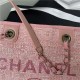 SHOPPING BAG Mixed Fibers & Silver-Tone Metal Pink High