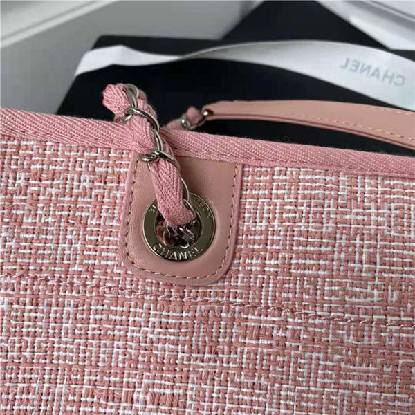 SHOPPING BAG Mixed Fibers & Silver-Tone Metal Pink High