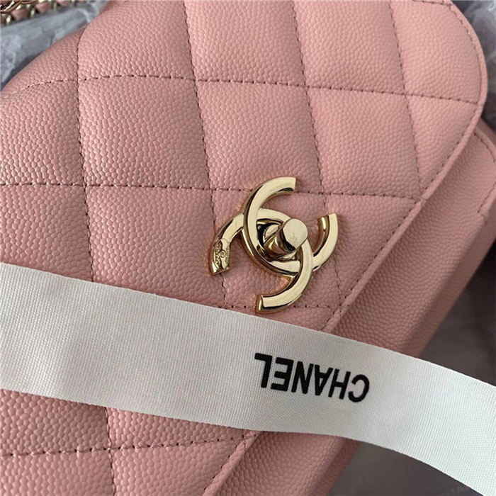 Chanel Mini Flap Bag A93749 Grained Calfskin Gold-Tone MetalPink High