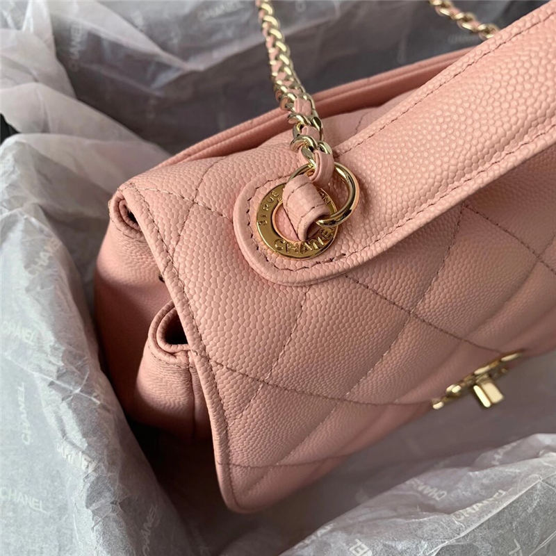 Chanel Mini Flap Bag A93749 Grained Calfskin Gold-Tone MetalPink High