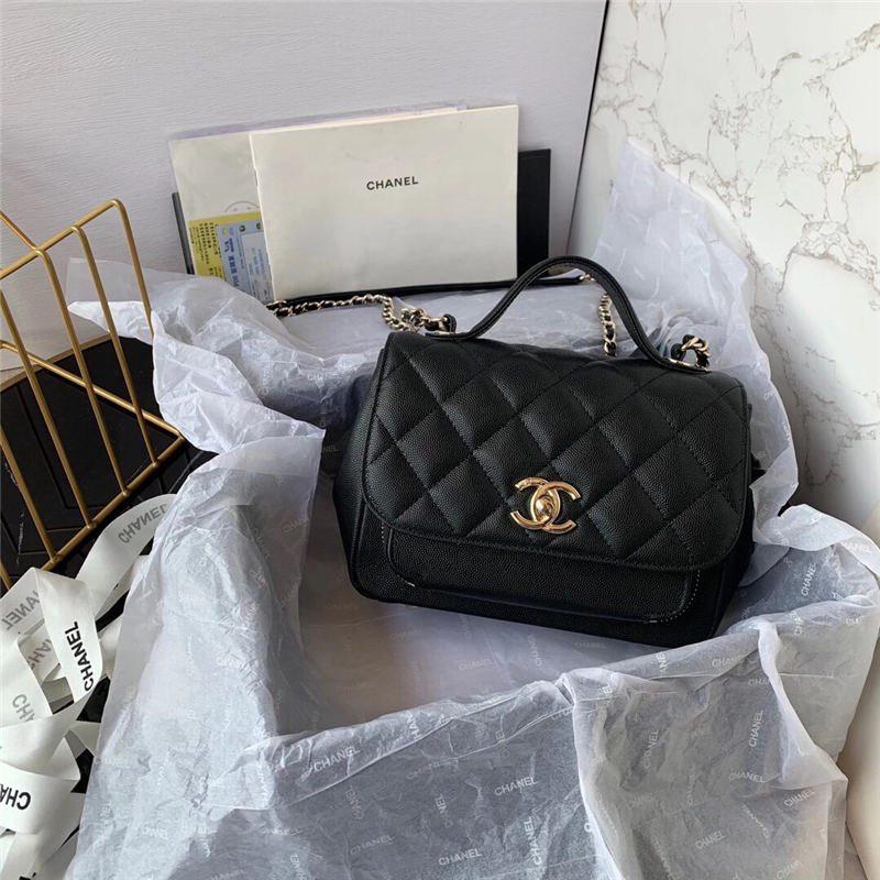 Chanel Mini Flap Bag A93749 Grained Calfskin Gold-Tone MetalBlack High