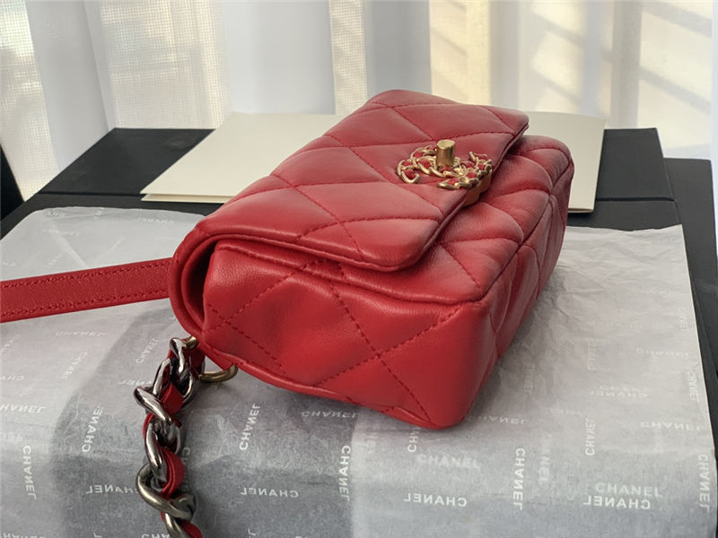 Chanel 19 Waist Bag AS1163 Lambskin Red High