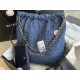 Chanel 22 LARGE HANDBAG Denim & Silver-Tone Metal AS3262 High