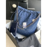 Chanel 22 MEDIUM HANDBAG Denim & Silver-Tone Metal AS3261 High