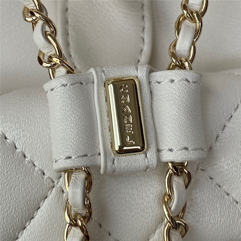 Chanel Duma Backpack 2908 Lambskin Gold-Tone Metal White A