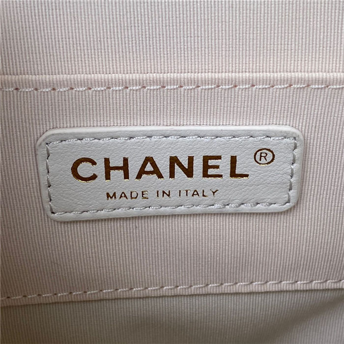 Chanel Duma Backpack 2908 Lambskin Gold-Tone Metal White A