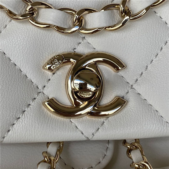 Chanel Duma Backpack 2908 Lambskin Gold-Tone Metal White A