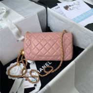 Mini FLAP BAG Lambskin Gold-Metal AS1787 Dusty Pink A