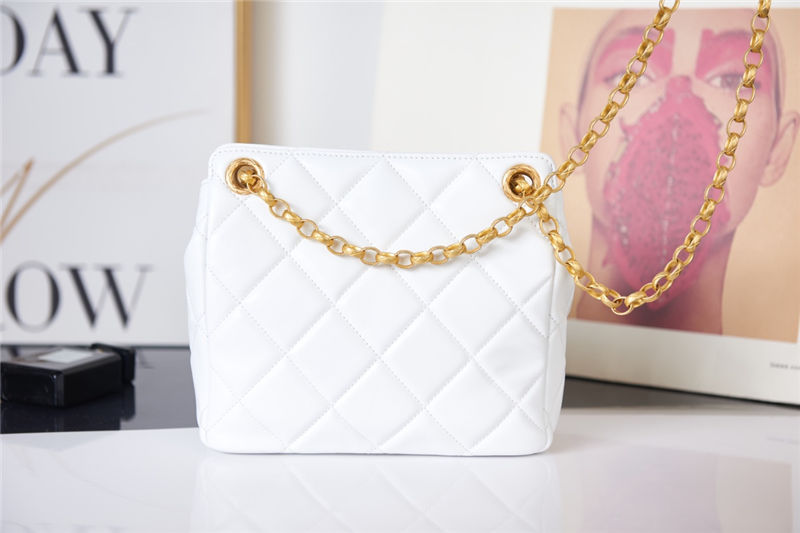 Chanel MINI FLAP Bag AS2684 Lambskin & Gold-Tone Metal White High