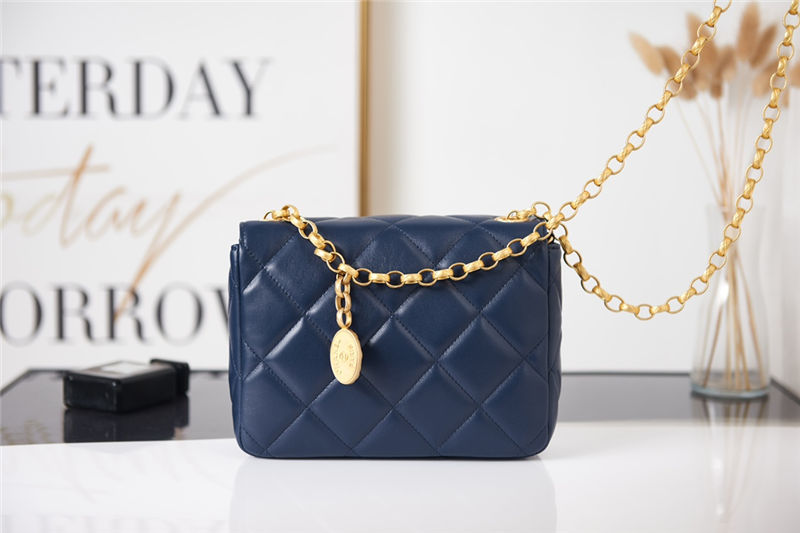 Chanel MINI FLAP BAG AS2693 Lambskin & Gold Metal Navy High