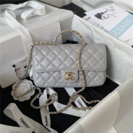 Chanel SMALL FLAP BAG With Top Diamond Handle Lambskin & Gold-Tone Metal AS4141 Grey A