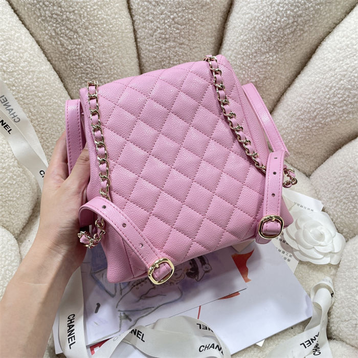 Chanel BACKPACK AS3860 Grained Shiny Calfskin & Gold-Tone Metal Pink A