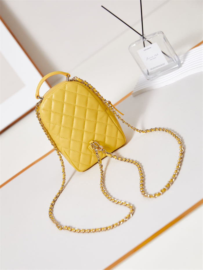 Chanel Mini Backpack Lambskin Gold-Tone Metal AP3753 Yellow High