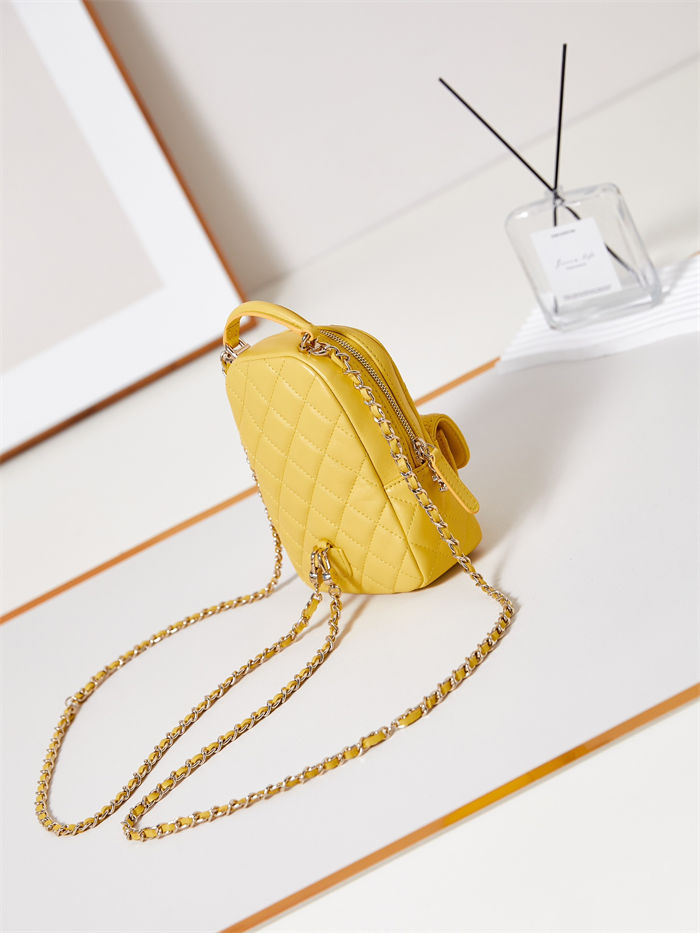 Chanel Mini Backpack Lambskin Gold-Tone Metal AP3753 Yellow High