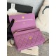 Classic Wallet on Chain AP0250 Grained Calfskin Purple Gold Metal B