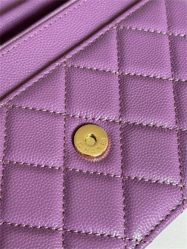 Classic Wallet on Chain AP0250 Grained Calfskin Purple Gold Metal B